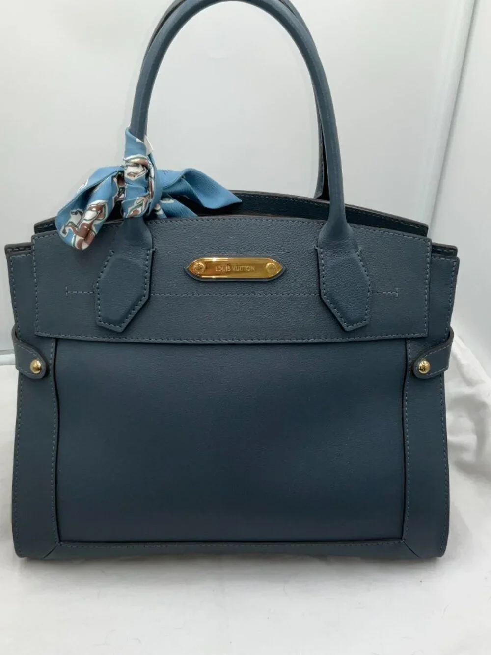 Louis Vuitton Blue Demin Leather Steamer M21249 MM Excellent Condition Receipt